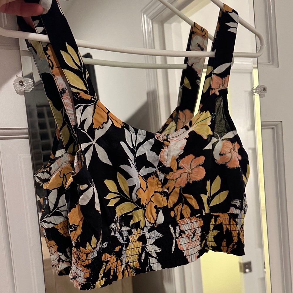 Roxy Black and Orange Floral Tank Top